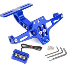 Moto Gz Motosiklet Katlanır Plakalık Cnc Metal -Ledli- Sinyal Bağlantılı -Mavi