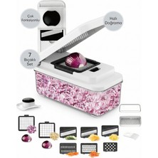 4Berry Çok Fonksiyonlu 7 Bıçaklı Doğrayıcı Set – Sebze & Meyve Dilimleme, Rendeleme ve Küp Doğrama Aparatı