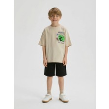 Alyakids Erkek Çocuk Minecraft Karakter Baskılı Oversize %100 Pamuklu Tişört