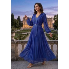 Prline Uzun Kollu Ince Ipek Saten Elbise