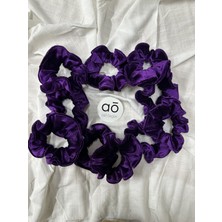 Aslı Özgün 10'lu Mor Kadife Scrunchie Saç Toka Seti (Premium Hediyelik, Bekarlığa Veda, Nişan)
