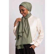 AYSHARA Aura Monogram Desenli Çift Taraflı Şal - Yeşil