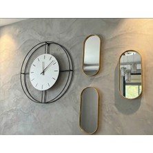 Febrini Aynalı Duvara Asılabilen Dekor ve Kahve Sunumluk Oval Gold Tepsi 12X30 cm 3 Adet