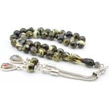 Murty99 Küre Kesim Bej Yeşil Beyrut Kehribarı Tesbih 8 mm