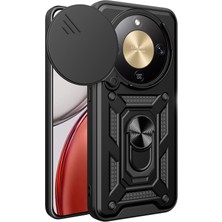 Gpack Honor Magic 8 Lite 5g Kılıf Pars Sürgülü Vega Yüzüklü Sert Silikon Siyah