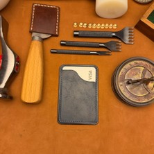 Bi Deri Bideri Kybele Hakiki Deri Yapışkanlı Kartlık Lacivert