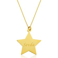 Inure Jewelry Gümüş Gold Kişiye Özel İsimli Yıldız Kolye