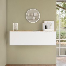 Feyza Design 100 cm Kapaklı Aynalı Dresuar - Beyaz, Çam Renkli