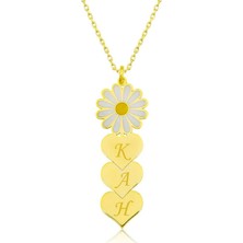 Inure Jewelry ​Gümüş Gold Kişiye Özel Kalpli Papatya Kolye