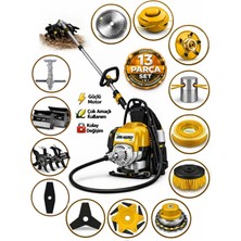 Dragro German Drg-13 + Sırt Tipi Benzinli Ot Çalı Çim Biçme Tırpanı + Full Set Hediyeli