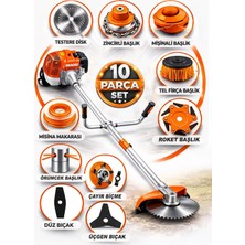 Dragro German Drg-10 + Yan Tipi Benzinli Ot Çalı Çim Biçme Tırpanı + Full Set Hediyeli