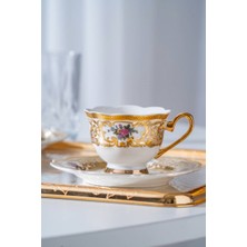 Acar Macbeth 24K Gold Detaylı 6 Kişilik Porselen Kahve Fincan Takımı - 90 ml