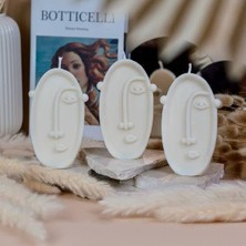 Soyut Yüz Desenli Mum Seti 2’li – Iskandinav & Bohem Dekoratif Mum