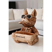 Libre Design Dekoratif 30 cm Kahverengi Bulldog Köpek Biblo Obje Ev Balkon Bahçe Dekorasyon Good Luck Heykel