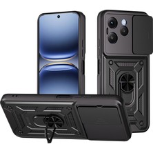 Gpack Tecno Spark 40 4g Kılıf Pars Sürgülü Vega Yüzüklü Sert Silikon Siyah