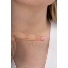 14 Ayar Altın Kalp Detaylı Zincir Kolye Minimal Tasarım