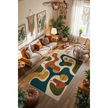 Homshtag Modern Abstract Desenli Dijital Baskı Yıkanabilir Halı, Çok Renkli Halı, Salon & Oturma Odası Dekor Halısı