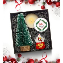 As Gift Yılbaşı Temalı Kişiye Özel Beyaz Metal Mum & Mini Çam Ağacı  & Kar Küresi Hediye