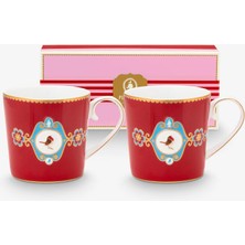 Pip Studio Love Birds Kırmızı Porselen Kupa Seti 150 ml