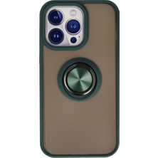 Akinco Iphone 13 Kılıf Montreal Yüzüklü Silikon Kapak - Yeşil