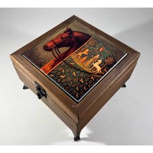 Çini Evi Saray Atı Motifli Ahşap Takı ve Saklama Kutusu