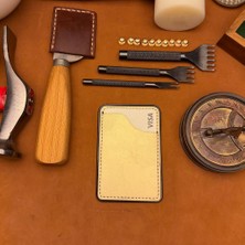 Bi Deri Bideri Kybele Hakiki Deri Yapışkanlı Kartlık Gold