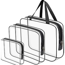 Indispensablely Bybaby Tatil, Plaj, Kozmetik, Makyaj Bakım Çantası Seti, Şeffaf Su Geçirmez, 3 Adet Organizatör Çan