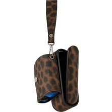 Kılıf Sipariş Iqos Iluma / I Iluma Ile Uyumlu Koyu Leopar Desenlı Çanta Seti