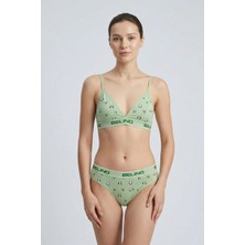 Belinoplus Desenli Kadın Slip Külot ve Destekleyici Pedli Bralet Takım- Panda Love