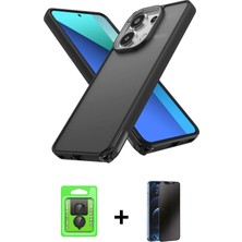 Redmi Note 13 Pro 4g Atlas Form - Siyah 3D Antistatik Hayalet Cam Ekran Koruyucu + Siyah Raze Metal Kamera Lens
