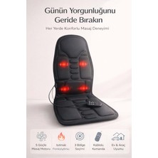 FaroxTech Isıtmalı Titreşimli Masaj Minderi - 5 Motorlu, 3 Bölge Seçimli Ev ve Araç Uyumlu Masaj Şiltesi