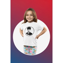 Ontunew 23 Nisan Baskılı Bisiklet Yaka Pamuklu Kısa Kollu Erkek ve Kız Çocuk Tişört