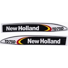 Peren Traktör New Holland TD75D Yan Yazı Takımı Siyah Tip Kaporta Etiketi Sağ - Sol Kaput Sticker Seti