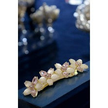 RALBAX Rose Saç Aksesuarı – Pembe Kristal Taşlı Çiçek Tasarım, Zarif Kadın Saç Tokası