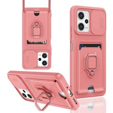 Akinco Poco X5 5g Kılıf Zuma Kartvizitli Yüzüklü Silikon - Pembe