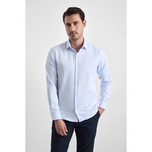 Süvari Buz Mavi Slim Klasik Yaka Casual Gömlek