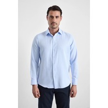 Süvari Buz Mavi Regular Klasik Yaka Casual Gömlek