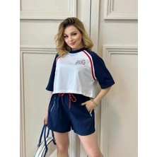Fehu Bloom Beli Bağcıklı Lastikli Şort Crop Takım