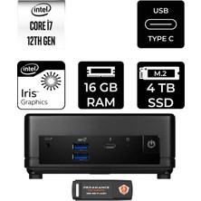 MSI Msı Cubi 5 Intel Core I7 1255U 16GB 4tb SSD Fdos Mini Masaüstü Bilgisayar & Per4 USB Bellek 12M001BEUP315