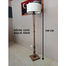 Balsa Dekor Ahşap Lambader Krem Renkli Işık Özellikli Ceviz Gövde ile Şık Tasarım