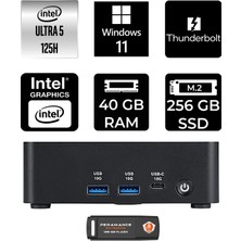 MSI Msı Cubi Nuc Intel Core Ultra 5 125H 40GB 256GB SSD W11P Mini Masaüstü Bilgisayar & Per4 USB Bellek 1UMG007EUP411