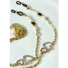 Thinblack Gözlük Zinciri Zirkon Taşlı Kalp Figürlü