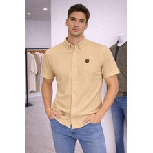 İnce Moda Giyim Pike Dokulu Kısa Kollu Erkek Gömlek – Slim Fit (Ekru / Bej / Siyah)