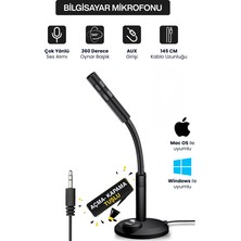 Concord Hd Ses Gürültü Önleyicili Bilgisayar Mikrofonu Aux 3.5mm 2 Boğumlu