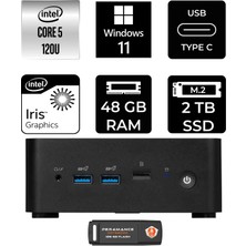 MSI Msı Cubi Nuc Intel Core 5 120U 48GB 2tb SSD W11P Mini Masaüstü Bilgisayar & Per4 USB Bellek 1MG238BEUP419