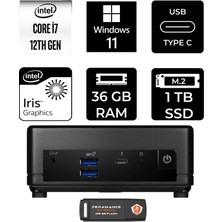 MSI Msı Cubi 5 Intel Core I7 1255U 36GB 1tb SSD W11P Mini Masaüstü Bilgisayar & Per4 USB Bellek 12M001BEUP433