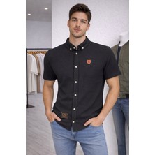 İnce Moda Giyim Pike Dokulu Kısa Kollu Erkek Gömlek – Slim Fit (Ekru / Bej / Siyah)