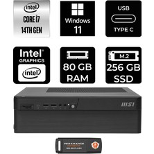 MSI Msı Pro DP80 Intel Core I7 14700 80GB 256GB SSD W11H Mini Masaüstü Bilgisayar & Per4 USB Bellek A14G003EUP381