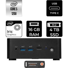 MSI Msı Cubi Nuc Intel Core 5 120U 16GB 4tb SSD Fdos Mini Masaüstü Bilgisayar & Per4 USB Bellek 1MG238BEUP310