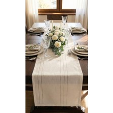 Miabella Home Masa Örtüsü Runner 35X145 cm Salon Runner Keten Görünümlü Yemek Masası Runner